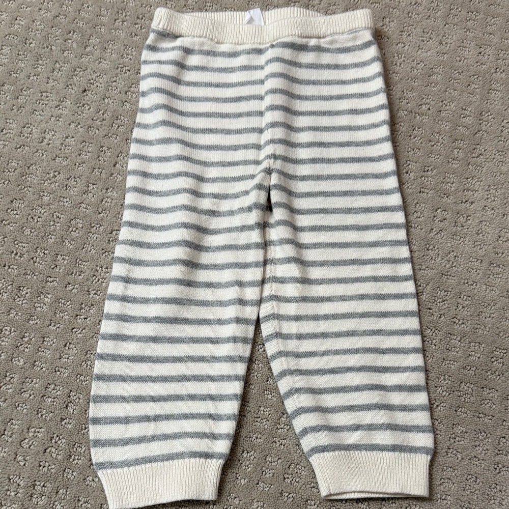 GAP Baby Cream and Gray Striped Knit Pants